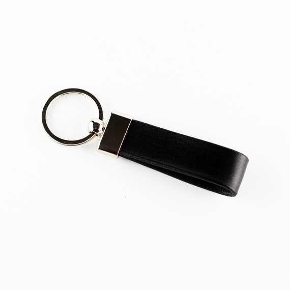 Leather Plain Black Key Rings