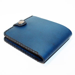 Cartera de cuero, cartera azul, gran artículo de cuero, cartera azul para hombre, cartera para tarjetas de crédito, regalo para hombre.