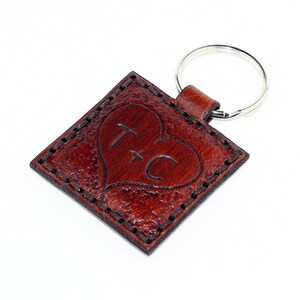 Personalized leather key chain , anniversary gift, custom keychain, great handmade leather gift, heart key chain