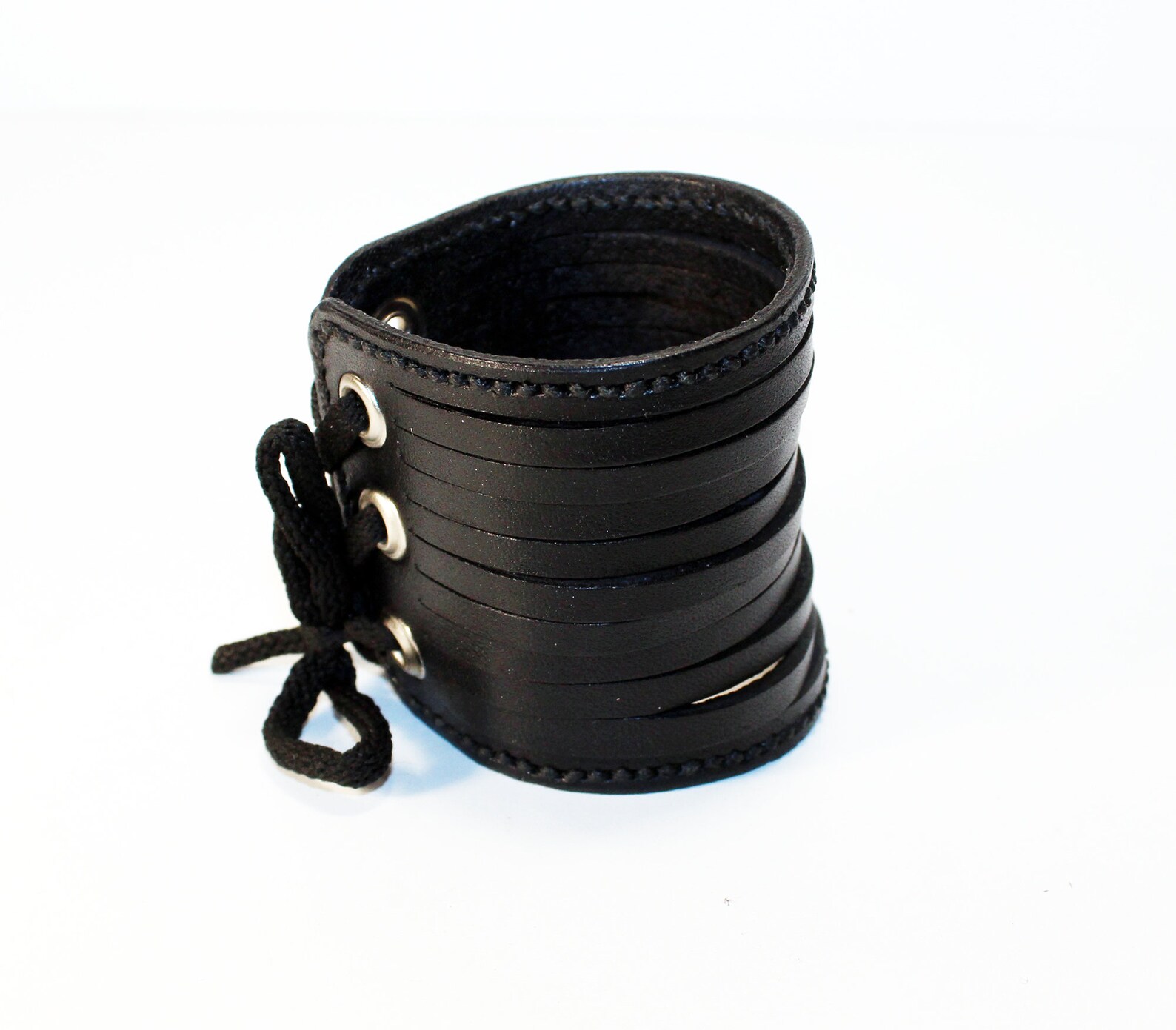 Black Leather Cuff Bracelet Nice Gift for Women Made in Etsy