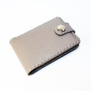 Cartera de cuero para tarjetas de crédito, monedero de cuero gris, tarjetero de cuero, billetera pequeña, ¡un regalo ideal! ¡Oferta!