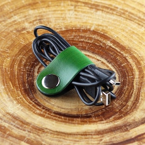 Cable organizer, Cord holder, Cable organizer, Leather earbud holder , Great gift!