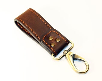 Leather key chain, leather key fob, handmade brown key chain, leather key ring, handmade leather accessories.