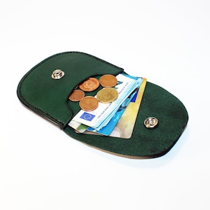 Cartera de cuero verde, monedero, monedero, tarjetero, accesorio de cuero, gran regalo.