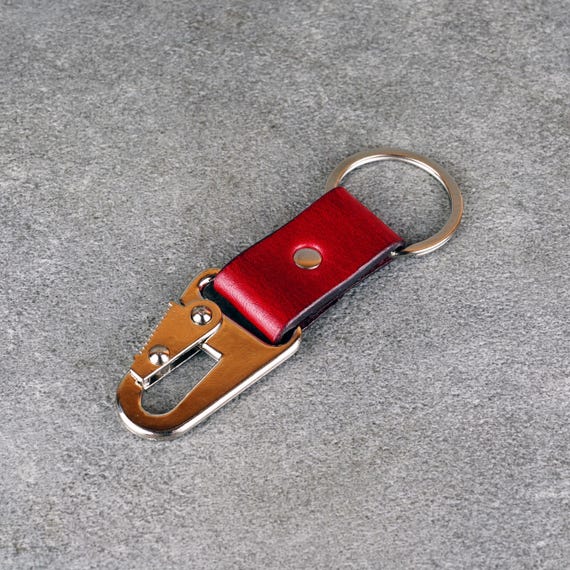 Minimalist Leather Keychain With Carabiner Clip - Etsy