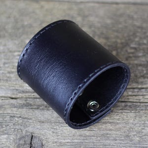 Handmade Black Leather Cuff Bracelet
