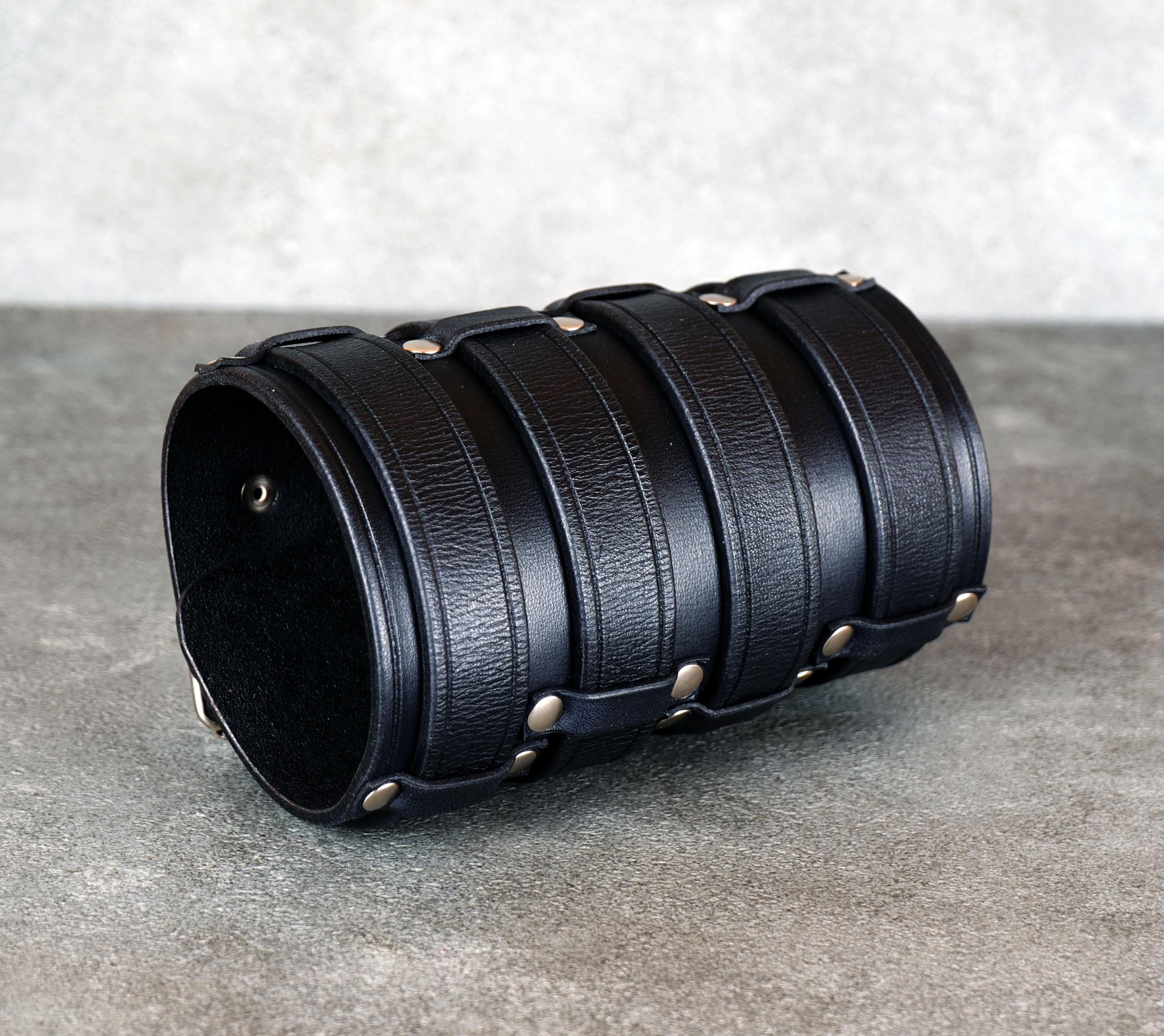 Black Leather Cuff Bracelet: Rocker Style Accessories - Etsy