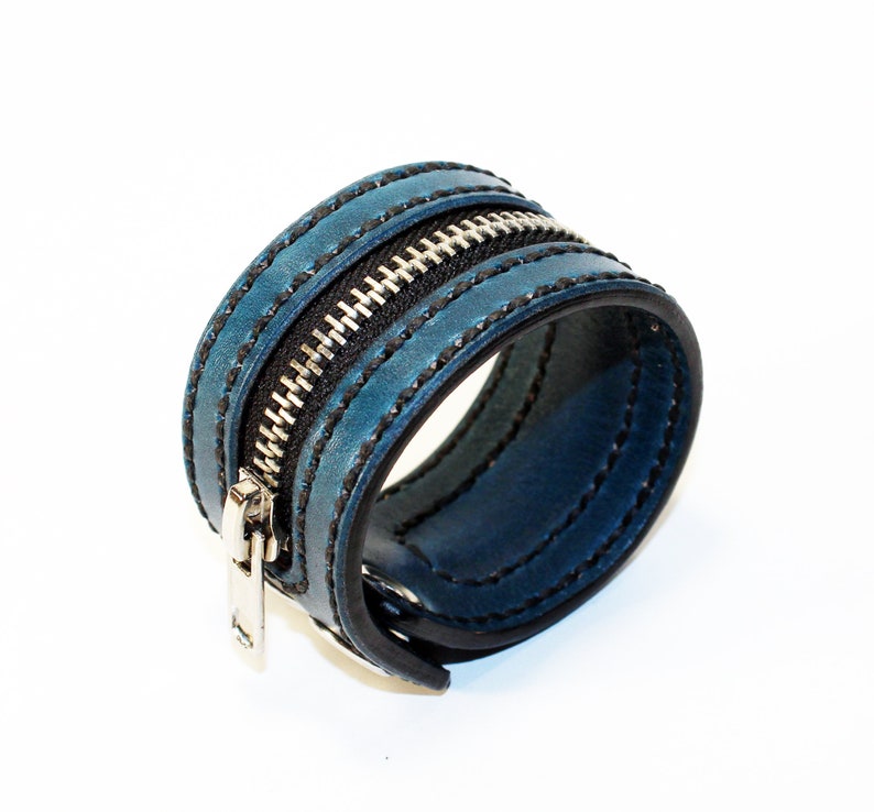 Blue Zipper Bracelet. Handmade Bracelet. Blue Cuff. Zipper Cuff. Blue Zipper.Handmade Accessories. image 8