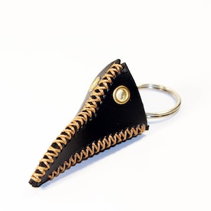 Handmade Black Leather Plague Doctor Mask Keychain