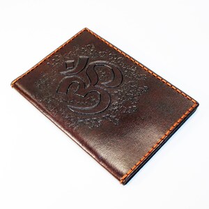 Leather Passport Cover With Om Symbol! Leather Passport Holder! Leather Travel Passport Cover! Handmade Passport Cover! SALE