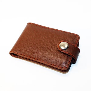 Cartera de cuero para tarjetas de crédito, monedero de cuero marrón, tarjetero de cuero, billetera pequeña, ¡ideal para regalar! ¡Oferta!