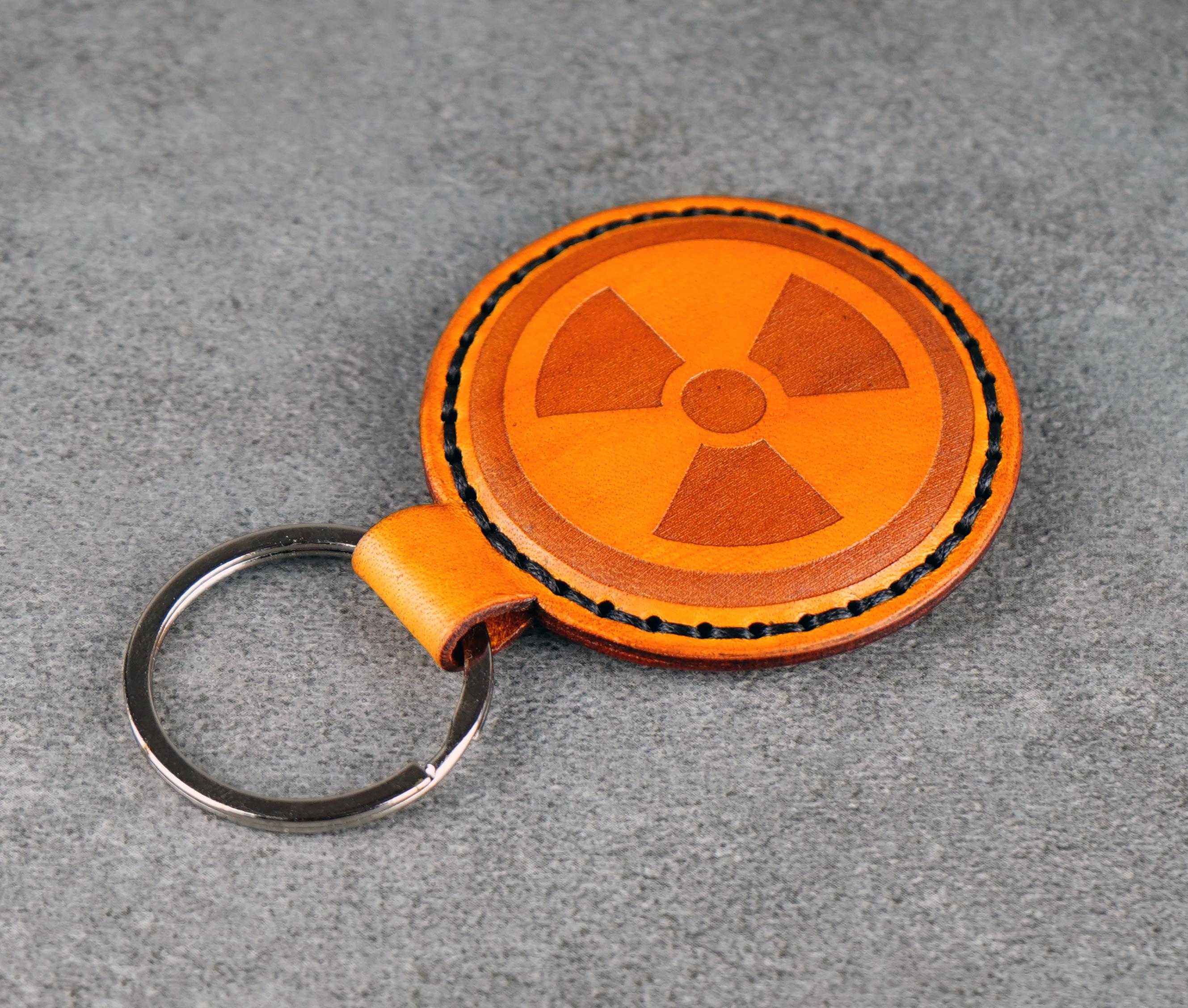 Nuclear Symbol Leather Keychain, Biohazard Keyfob, Leather Accessories ...