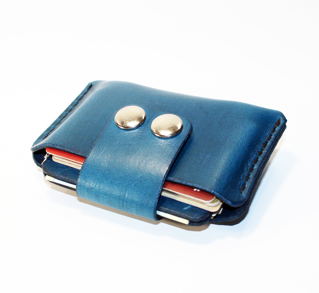 Credit Card Holder, Blue Leather Wallet, Business Card Holder, Leather ...