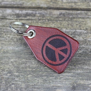 Llavero de cuero con el símbolo de la paz: llavero hippie