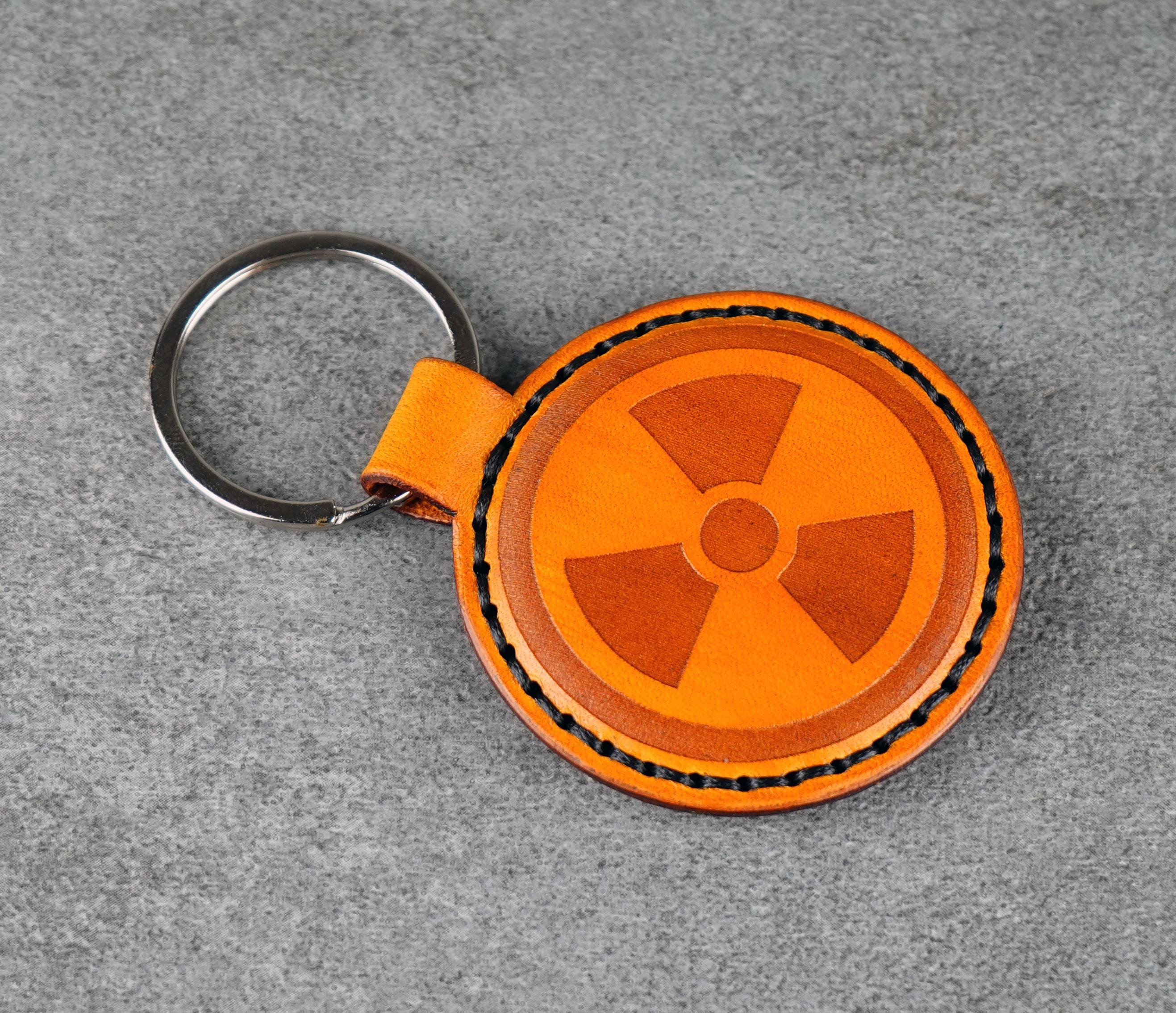 Nuclear Symbol Leather Keychain, Biohazard Keyfob, Leather Accessories ...