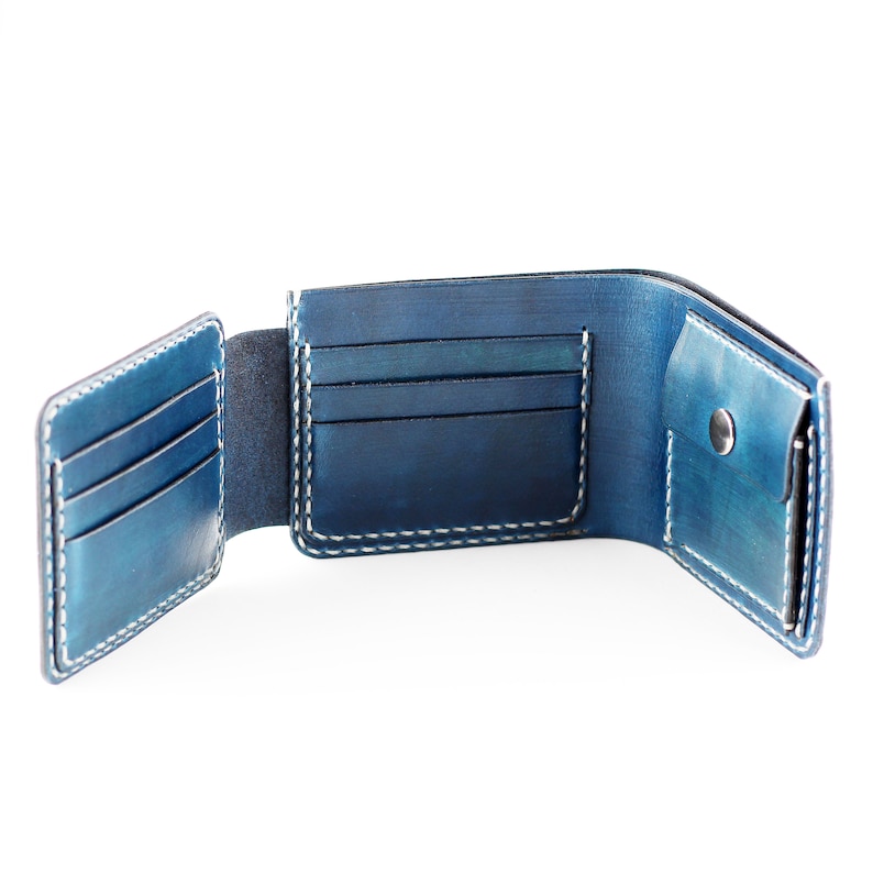 Cartera de piel con símbolo nuclear, cartera con símbolo de radiación, cartera de piel hecha a mano, cartera de hombre. imagen 4