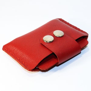 Cartera de cuero para tarjetas de crédito, monedero rojo, tarjetero, billetera pequeña, ¡un regalo ideal! ¡Oferta!