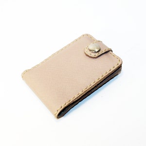 Cartera de cuero para tarjetas de crédito, monedero beige, tarjetero, billetera pequeña, ¡ideal para regalar! ¡Oferta!