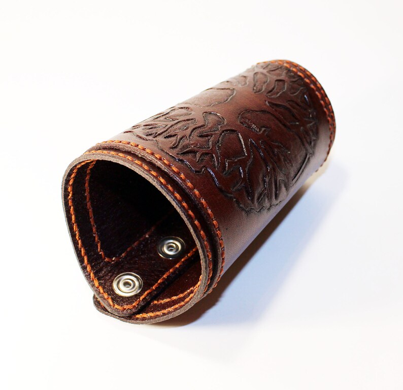 Celtic symols Handmade leather cuff Trquetra Viking cuff Tree of Life Vegvisir Viking symbols North symbols. Celtic cuff