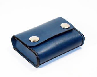 Credit card holder, Blue leather wallet, Business card holder, Leather purse, Great Gift.