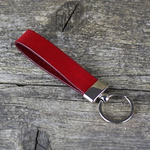 Handmade Red Leather Keychain: Personalized Key Fob - Etsy