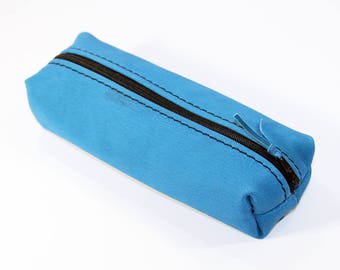 Handmade Blue Leather Pencil Case