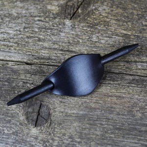 Small hair barrette, Hair clip with wooden stick, Leather accessories, Great gift.