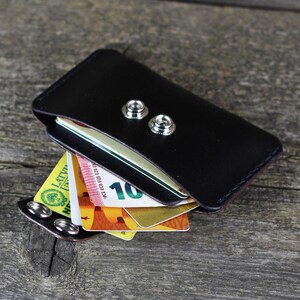 Porte-cartes en cuir, porte-monnaie en cuir noir, porte-cartes en cuir, petit portefeuille, petit portefeuille, cadeau idéal ! VENTE
