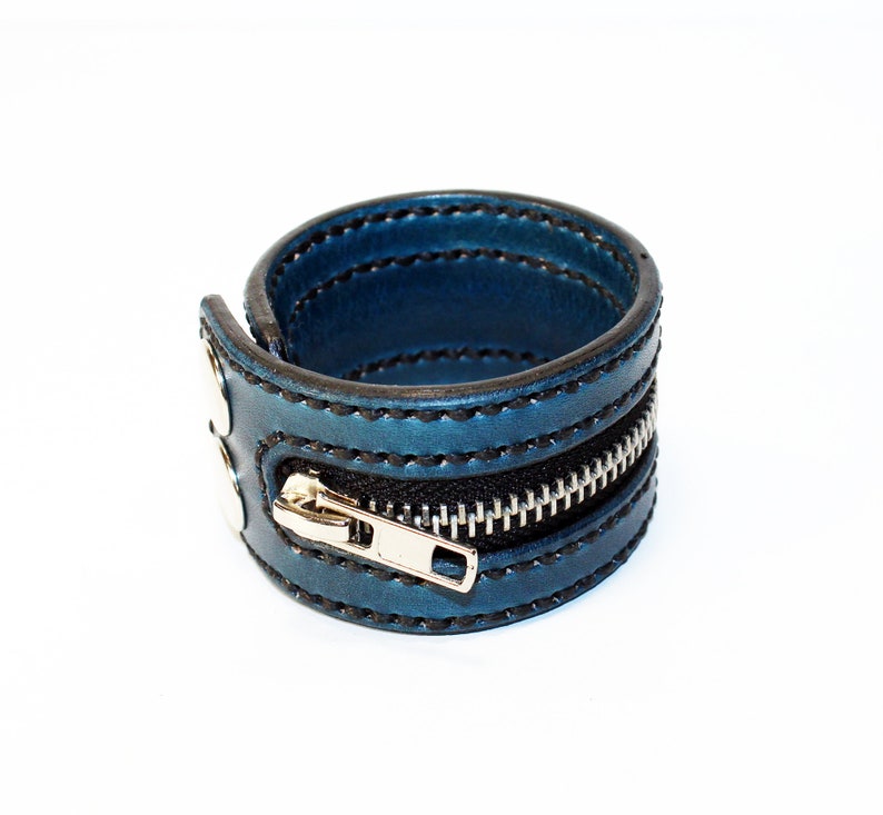 Blue Zipper Bracelet. Handmade Bracelet. Blue Cuff. Zipper Cuff. Blue Zipper.Handmade Accessories. image 5