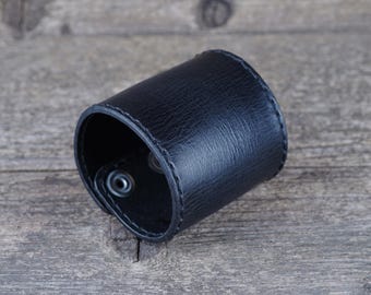 Handmade Black Leather Cuff Bracelet