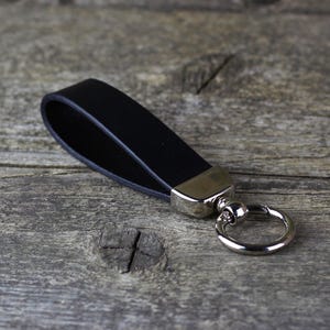 Leather key chain, leather key fob, handmade black key chain, leather key ring, handmade leather accessories.