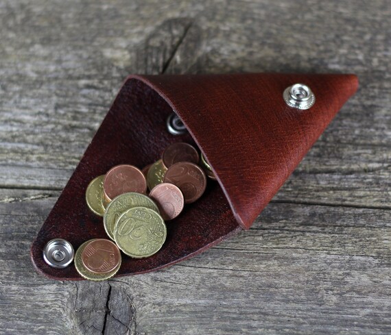 Handmade Brown Leather Triangle Coin Purse: Small Wallet - Etsy
