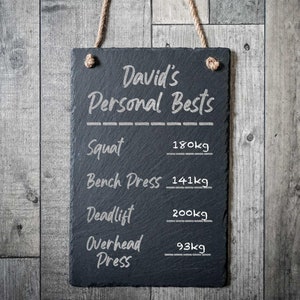 Tableau noir d'haltérophilie des records personnels personnalisés - Tableau des relations publiques - Tableau des ascenseurs