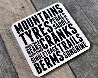 Cycling Drinks Coaster - Mountain Bike Thoughts - Made in UK - Bike Gift - Mountain Bike - Cycling Gifts - Unique to EllieBeanPrints - MTB