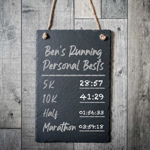Personalised Personal Bests Slate Running Chalkboard  - PR Board  - Gifts For Runners