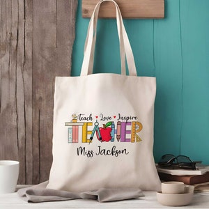 Personalized Teacher Tote Bag Etsy