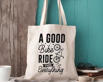 A Good Bike Ride Fixes Everything Cycling Tote Bag - Shopping Bag - Motivational Gift - Shopping Bag