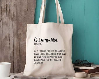 Glam-Ma Dictionary Definition Grandma Tote Bag | 2 Bag Options | Grandma Gift