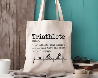 Triathlete Dictionary Definition Heart Beat Tote Bag - Triathlon Gift - Triathlon Tote Bag
