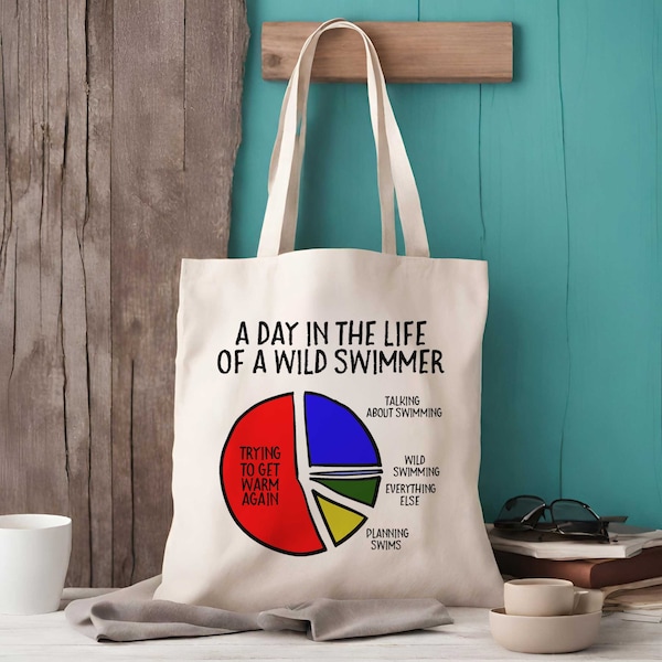 A Day In The life Of A Wild Swimmer Tote Bag - Shopping Bag - Gifts For Wild Swimmers - Open Water Swimmer