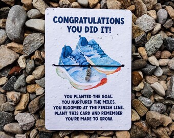 Plantable Half Marathon Congratulations Card and Bracelet -  Half Marathon Gift - Half Marathon Bracelet  -  Finishers Gift