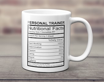 Nutritional Facts Personal Trainer Mug -  Free UK Delivery - PT - Gym - Personal Trainer