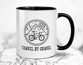 Resa med grus - Gravelcykelmugg - Äventyrsmugg - Fars dag-cykelmugg - Emaljmugg för camper