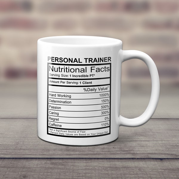 Nutritional Facts Personal Trainer Mug -  Free UK Delivery - PT - Gym - Personal Trainer