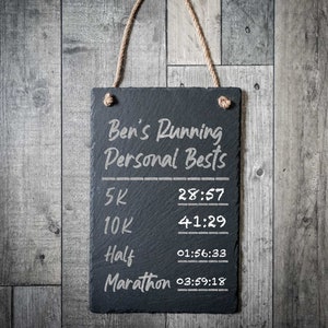 Personalised Personal Bests Slate Running Chalkboard  - PR Board  - Gifts For Runners