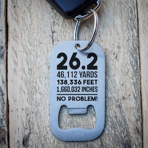 Marathon 26.2 Stainless Steel Bottle Opener Key Ring - Marathon Gift - 46,112 Yards