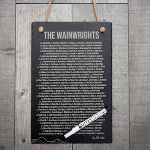The Wainwrights 214 Slate Chalkboard Checklist | Hanging Wainwrights Tick List | Lake District Fells Print | Scafell Pike, Helvellyn