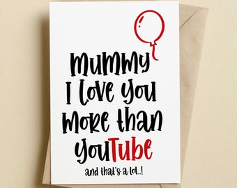 Mamá te amo más que a ti Tarjeta del Día de la Madre de YouTube / Tarjeta del Día de la Madre de YouTube / Tarjeta divertida del Día de la Madre / Tarjetas de mamá