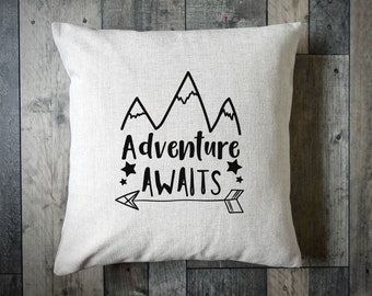 Adventure Awaits Cushion - Wanderlust Cushion - Vanlife Cushion - Camper Cushion