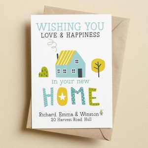 Personalisierte New Home Card wünscht Ihnen Liebe und Glück in Ihrem neuen Zuhause |  House Warming Card | Neue Home-Karte